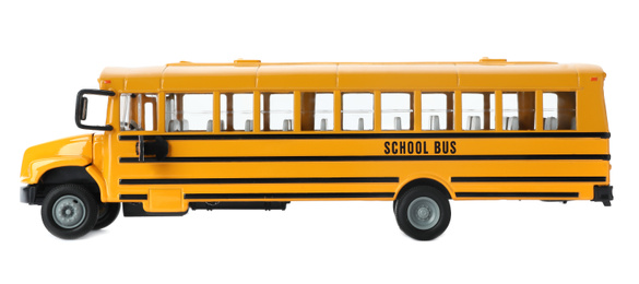 Photo of Yellow school bus isolated on white. Transport for students