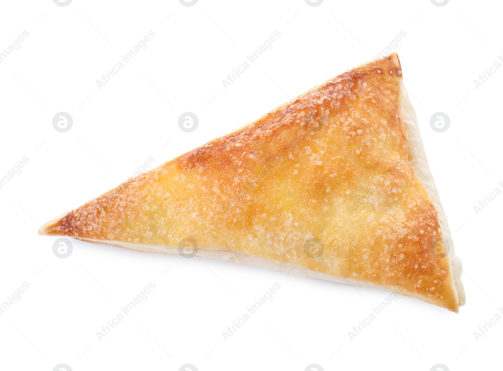 Photo of Delicious fresh puff pastry isolated on white, top view