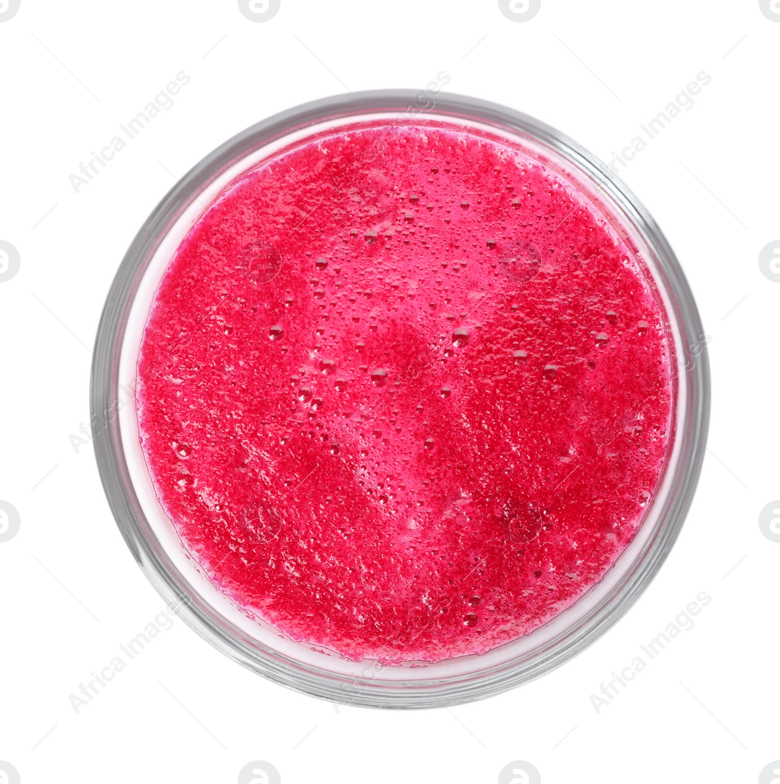 Photo of Glass of fresh beet juice on white background