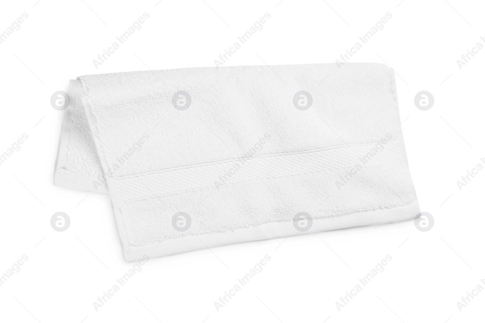 Photo of Soft terry towel isolated on white, top view