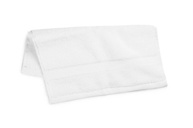 Photo of Soft terry towel isolated on white, top view