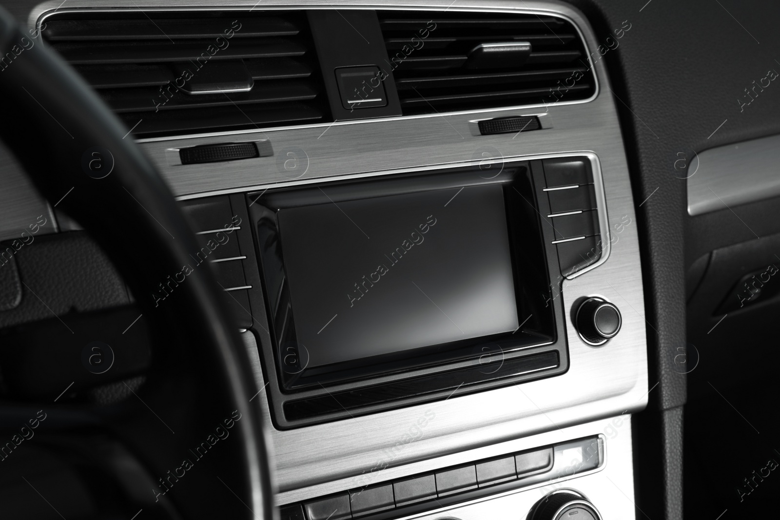 Photo of View of dashboard with navigation system in modern car