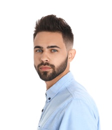 Portrait of handsome confident man isolated on white