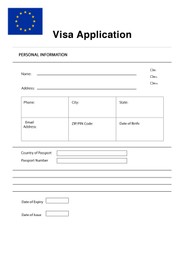 Immigration to Europe. Blank application visa form