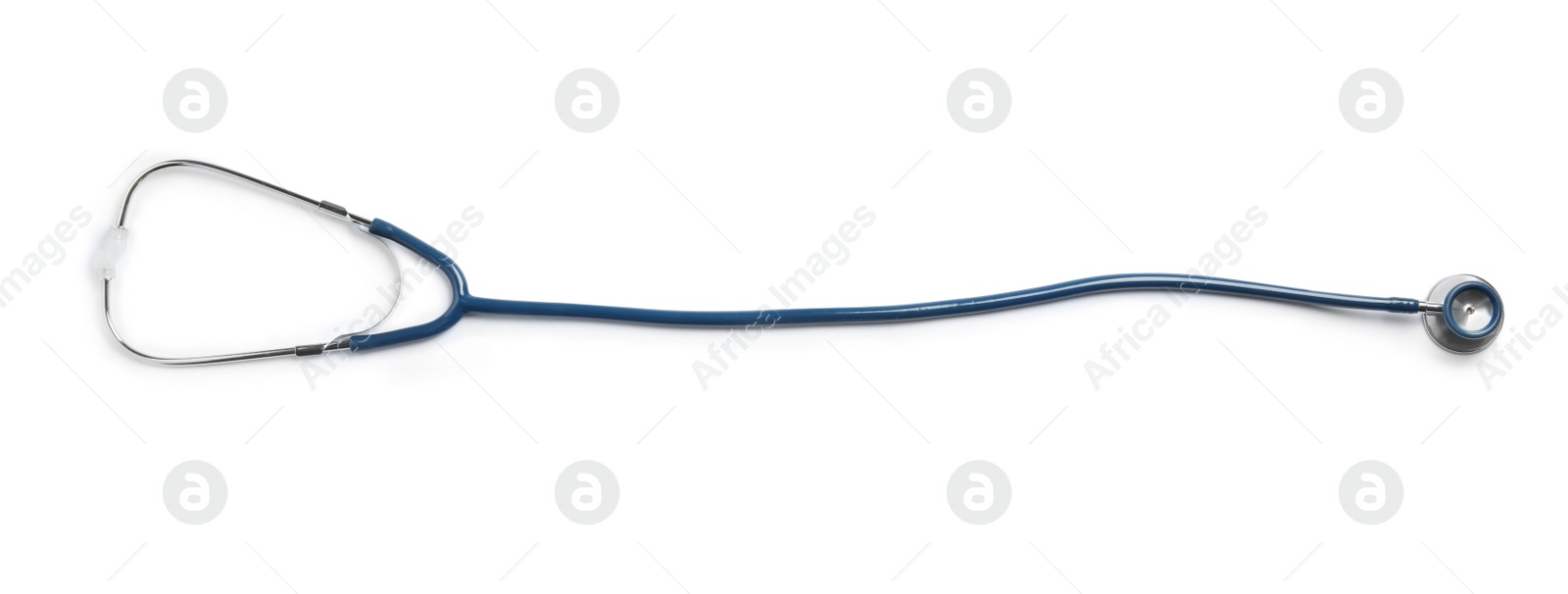 Photo of Stethoscope isolated on white, top view. Medical tool