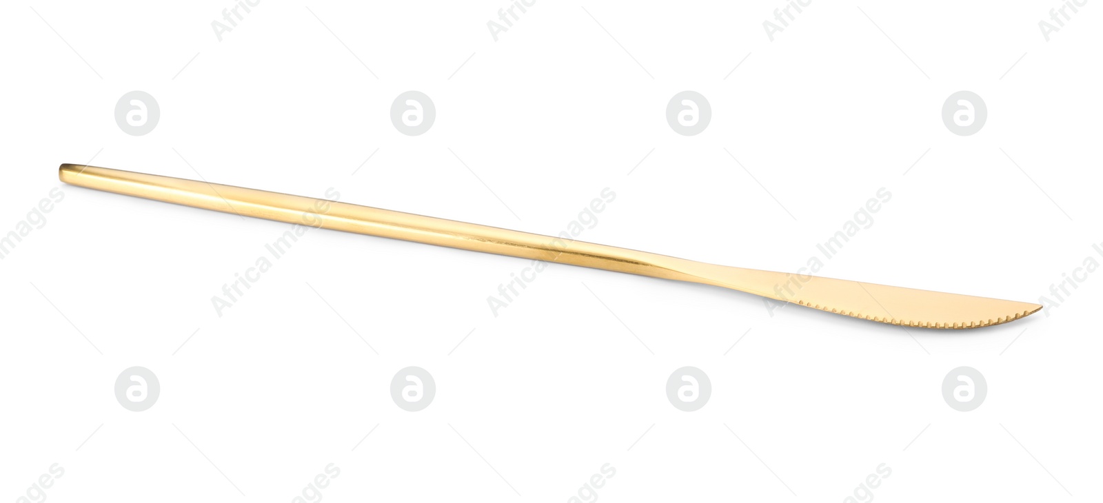 Photo of One shiny golden knife isolated on white