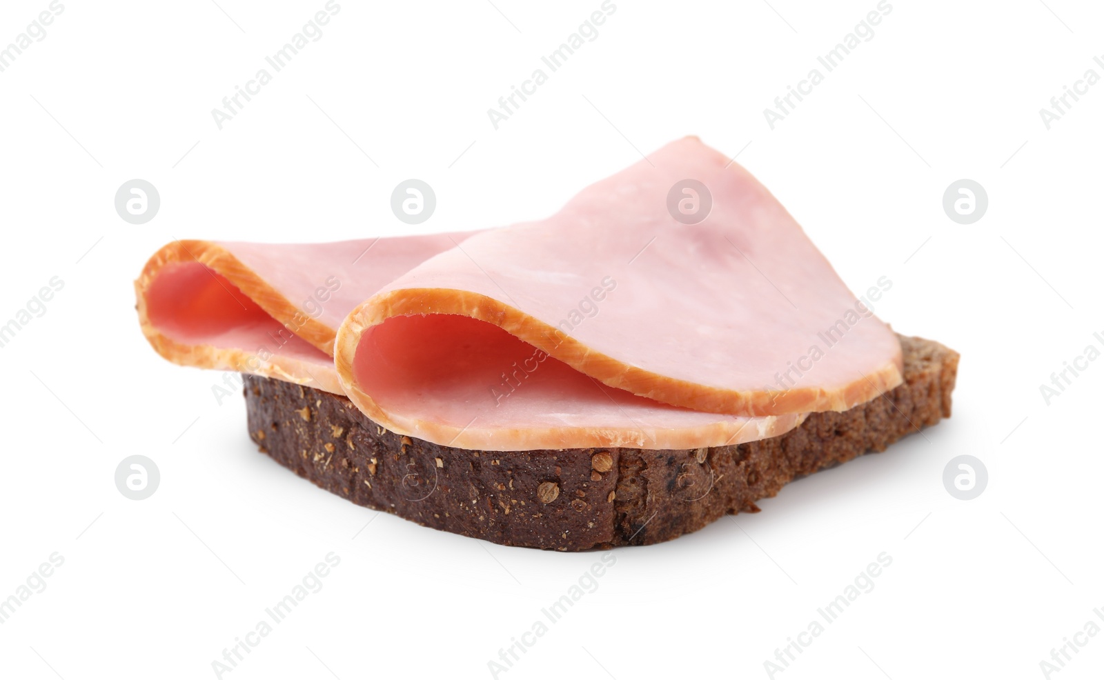 Photo of Delicious sandwich with ham isolated on white