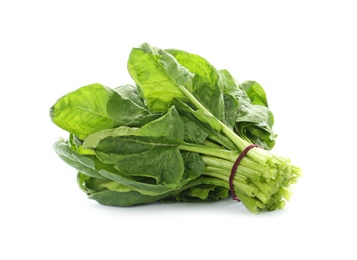 Bundle of fresh spinach isolated on white