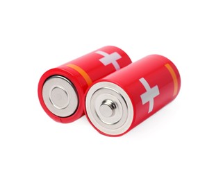New C size batteries isolated on white