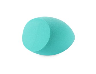 One turquoise makeup sponge isolated on white