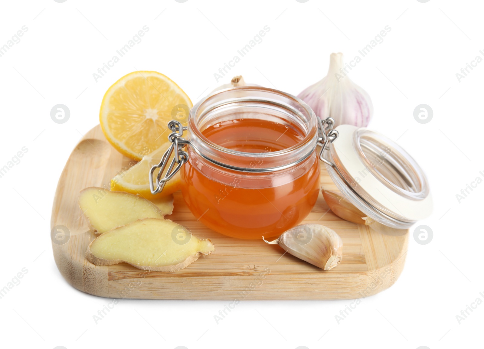 Photo of Board with cold remedies on white background. Sore throat treatment