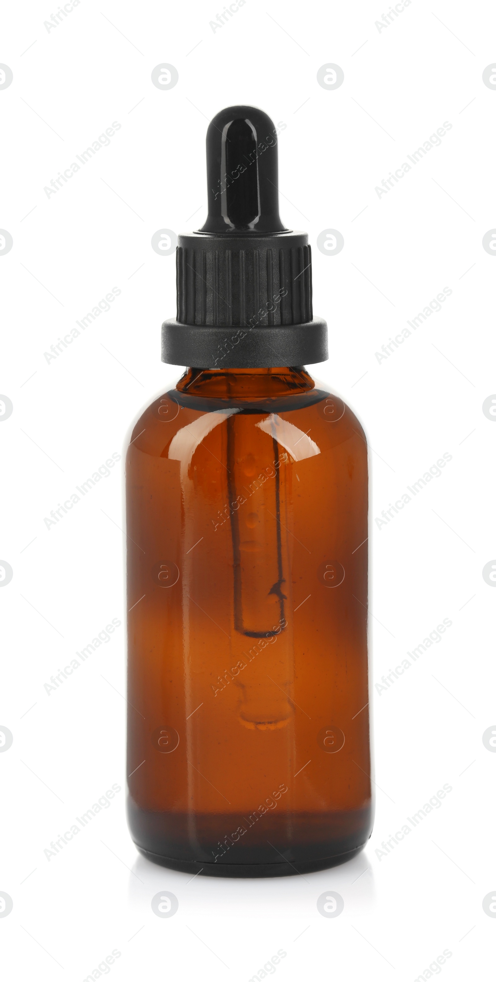 Photo of Glass bottle of tincture isolated on white