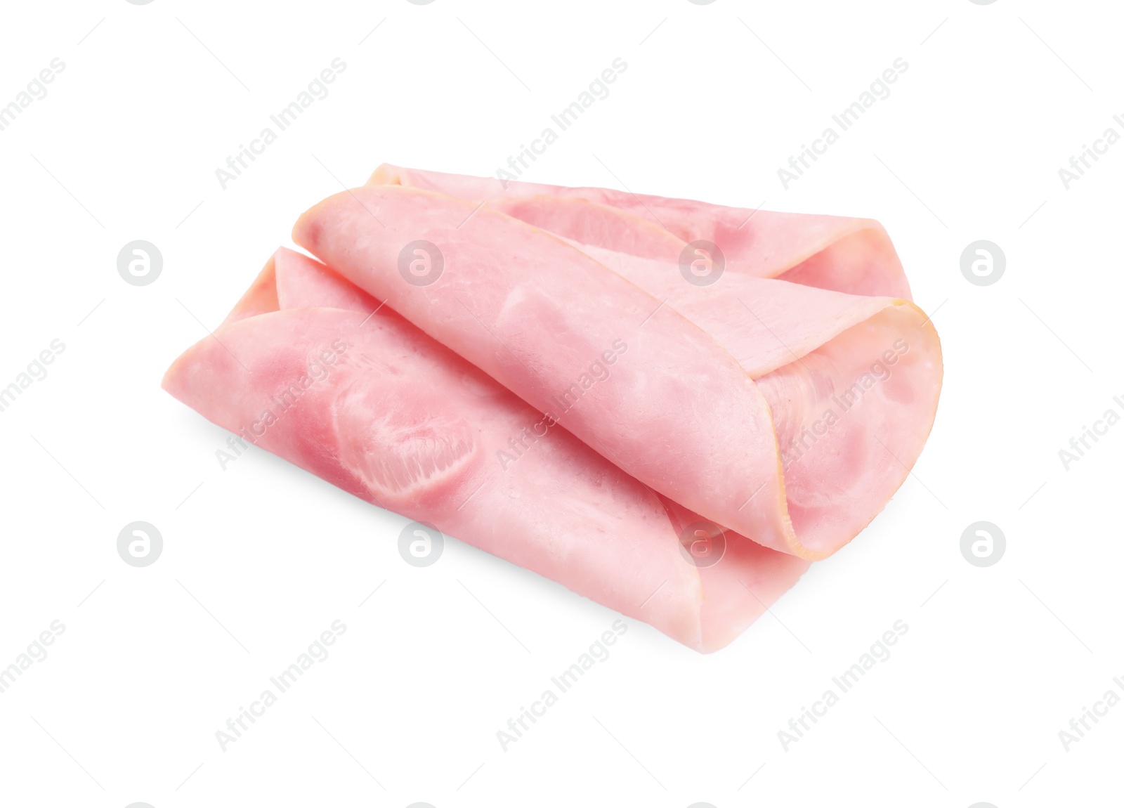 Photo of Slices of tasty ham isolated on white