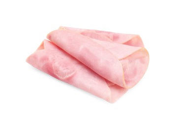 Photo of Slices of tasty ham isolated on white