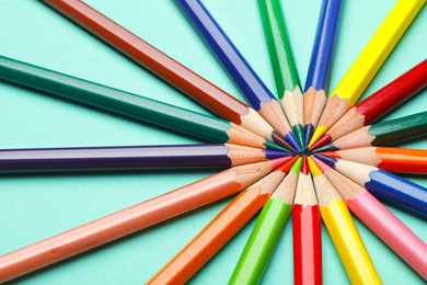 Collection of pencils on table. Color palette