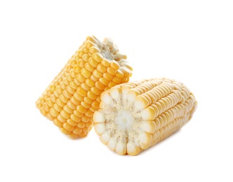 Photo of Tasty sweet corn cob on white background