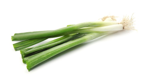 Photo of Fresh green onion on white background