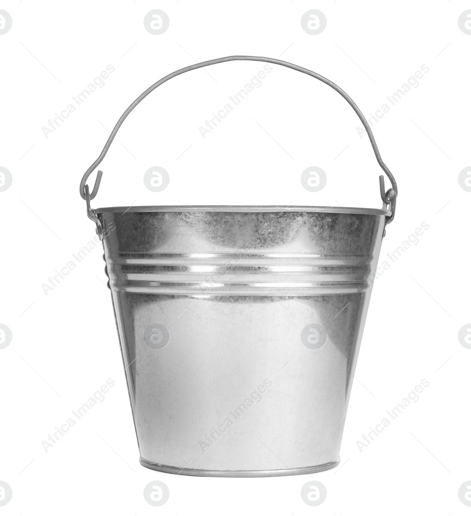 Photo of Metal bucket isolated on white. Gardening tool