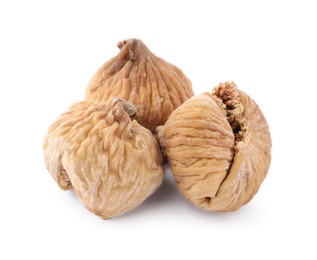 Photo of Tasty sweet dried figs isolated on white