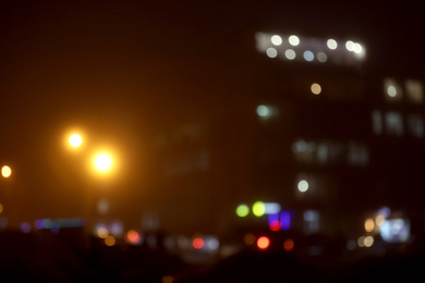 Blurred view of night city. Bokeh effect