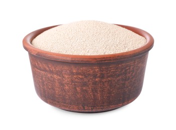 Bowl of active dry yeast isolated on white