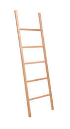 Photo of Modern wooden ladder isolated on white. Construction tool