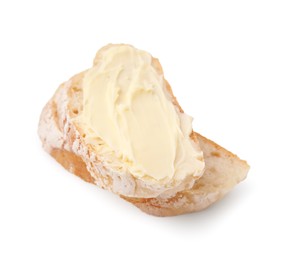 Photo of Slices of tasty bread with butter isolated on white