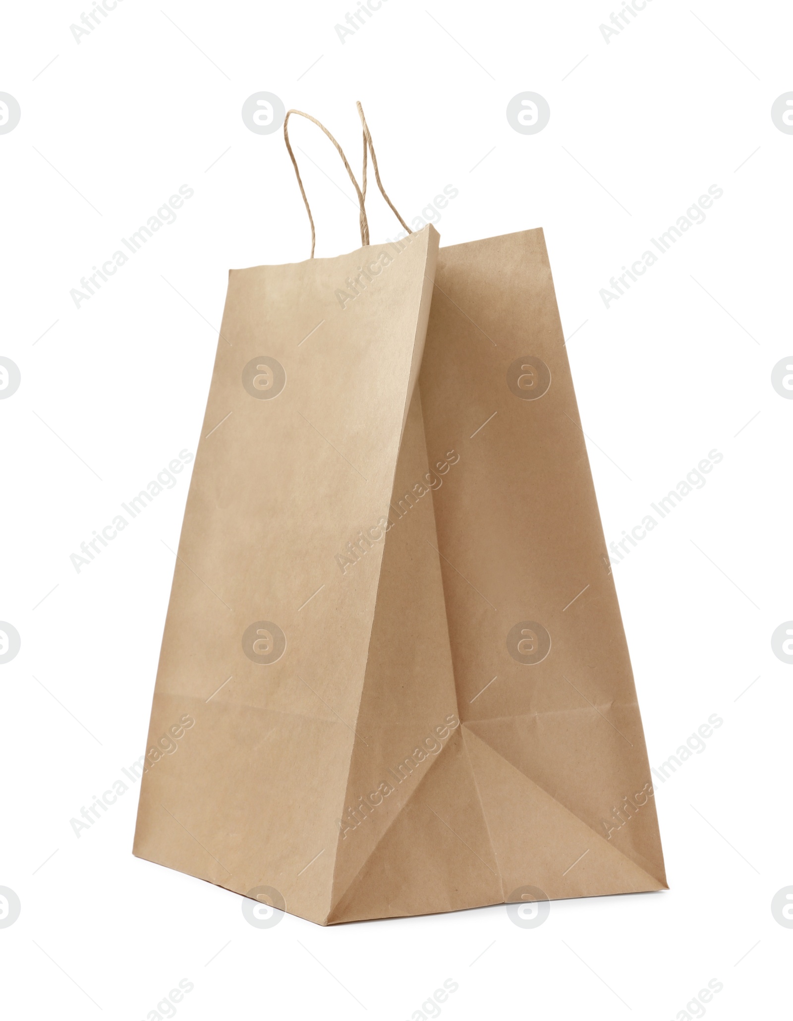 Photo of Empty shopping paper bag isolated on white