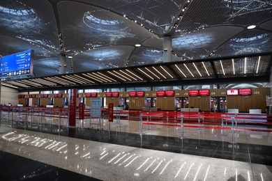ISTANBUL, TURKEY - AUGUST 13, 2019: Interior of new airport terminal