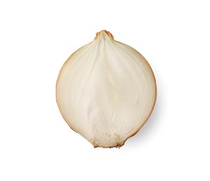 Half of fresh onion isolated on white, top view