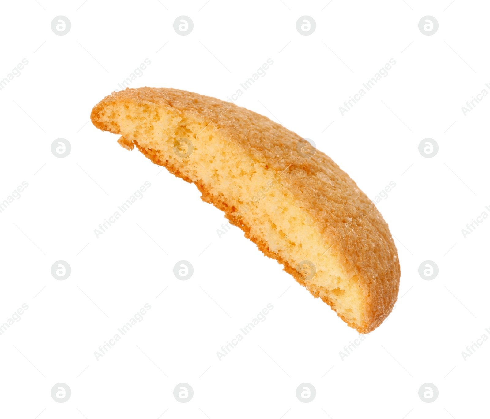 Photo of Bitten tasty Danish butter cookie isolated on white