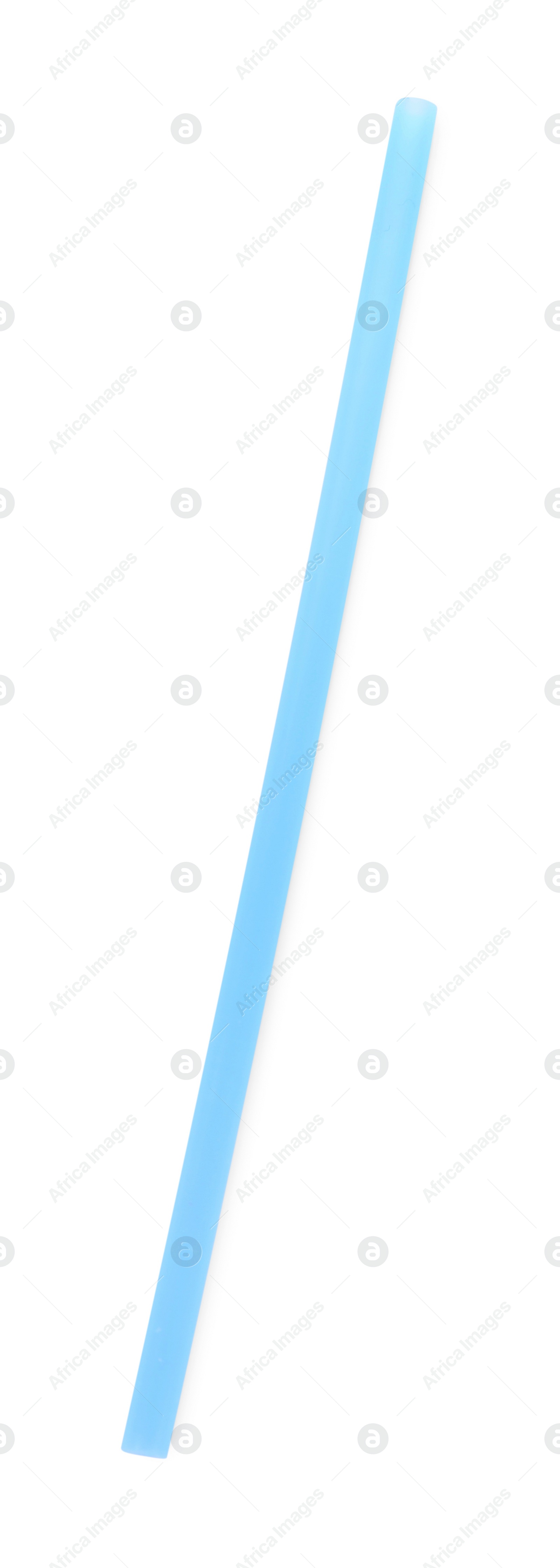 Photo of Light blue plastic cocktail tube isolated on white