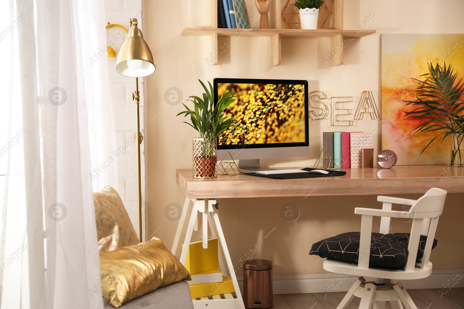 Photo of Comfortable workplace with modern computer at home