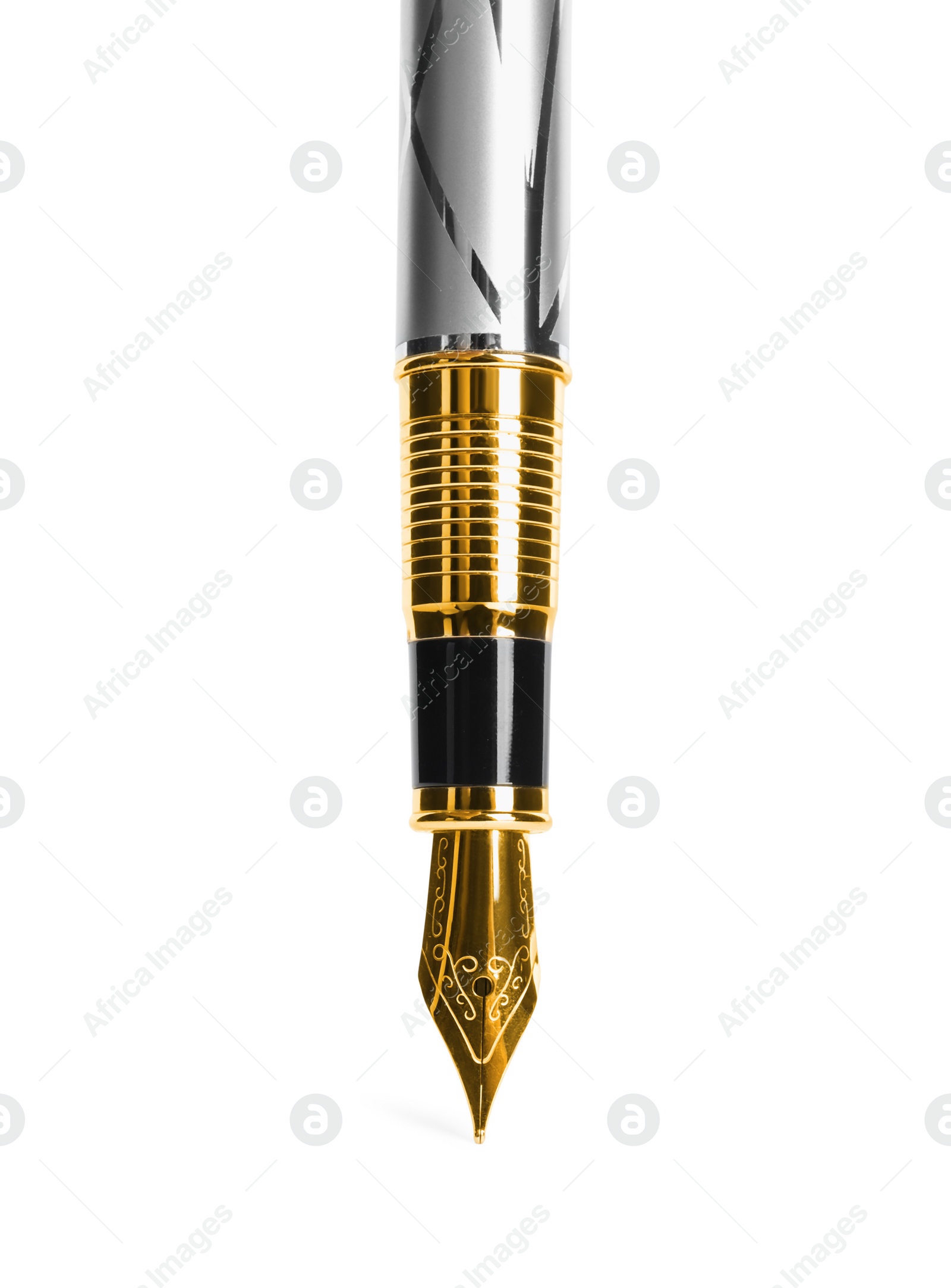 Photo of Beautiful fountain pen with ornate nib isolated on white