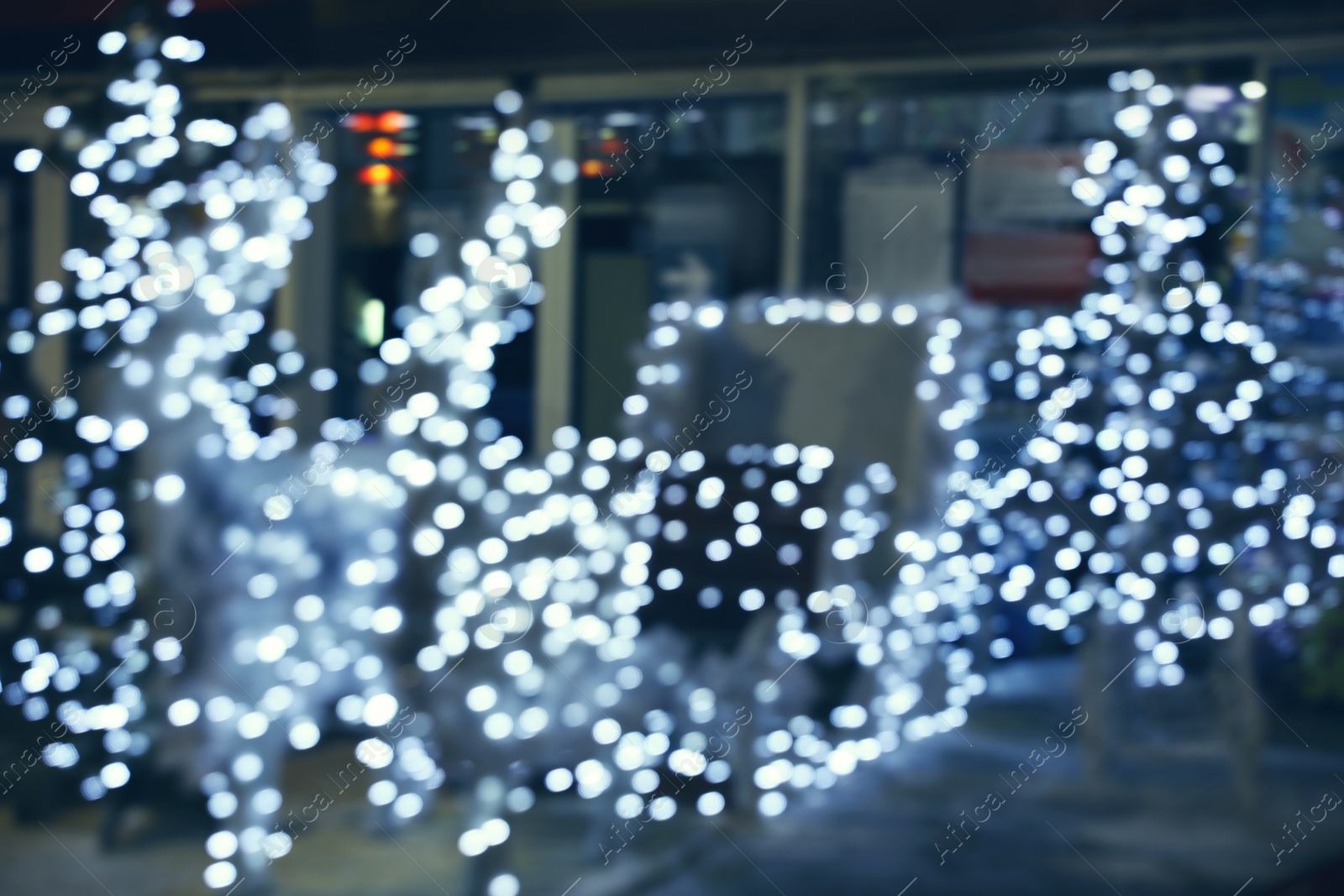 Photo of Beautiful street lights at night. Bokeh effect