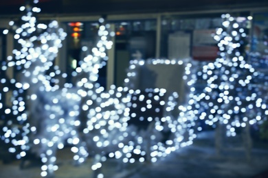 Beautiful street lights at night. Bokeh effect