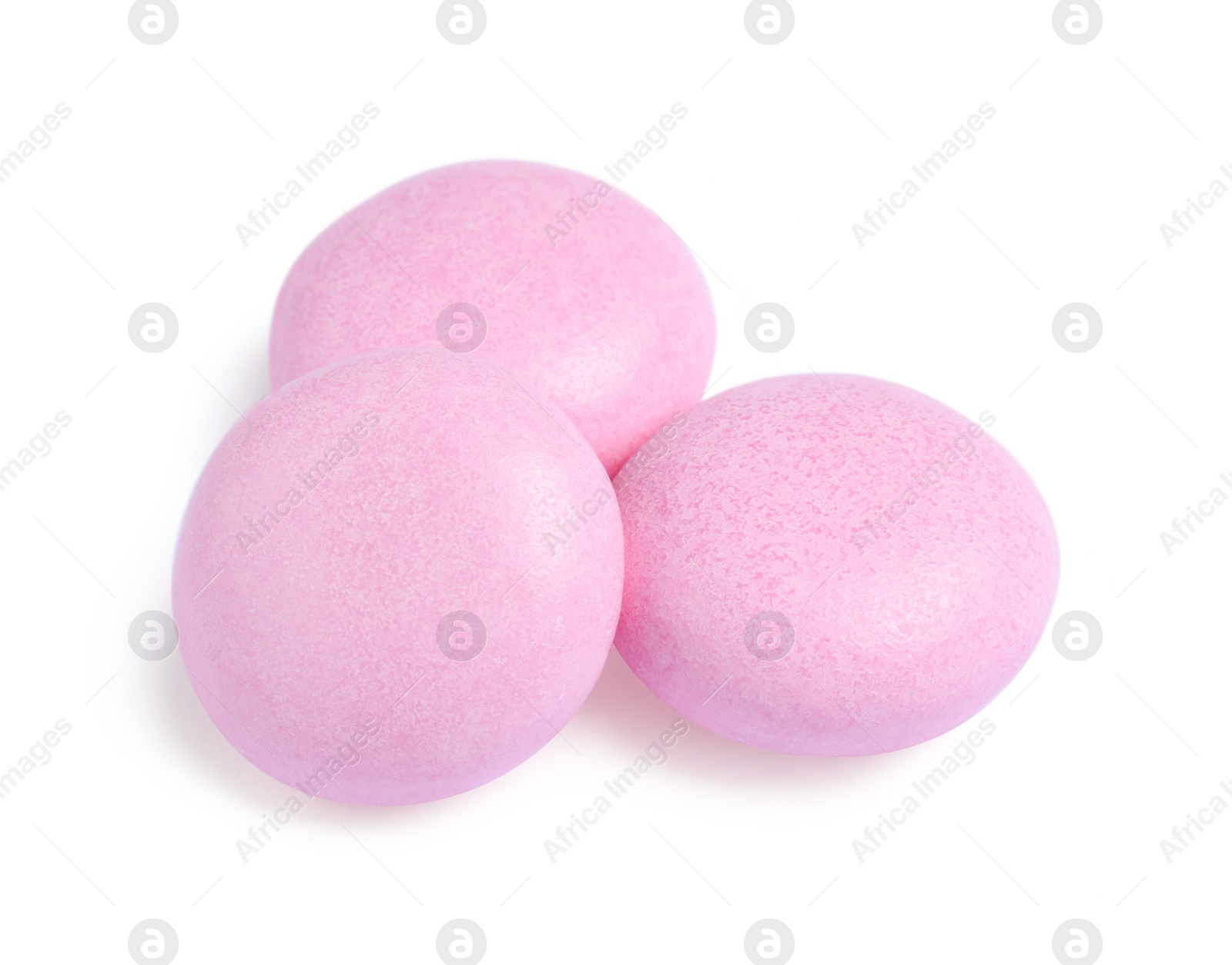 Photo of Tasty pink bubble gums isolated on white