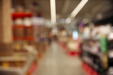 Blurred view of modern shopping mall interior