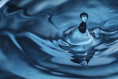 Photo of Splash of clear water with drop, closeup