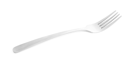 Photo of New clean fork isolated on white. Cutlery