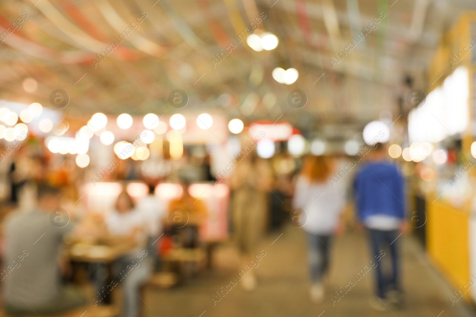 Photo of Blurred view of modern cafe. Bokeh effect