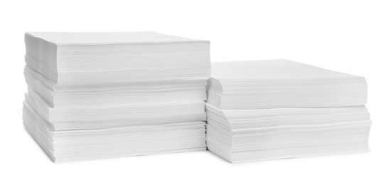 Stacks of paper sheets on white background