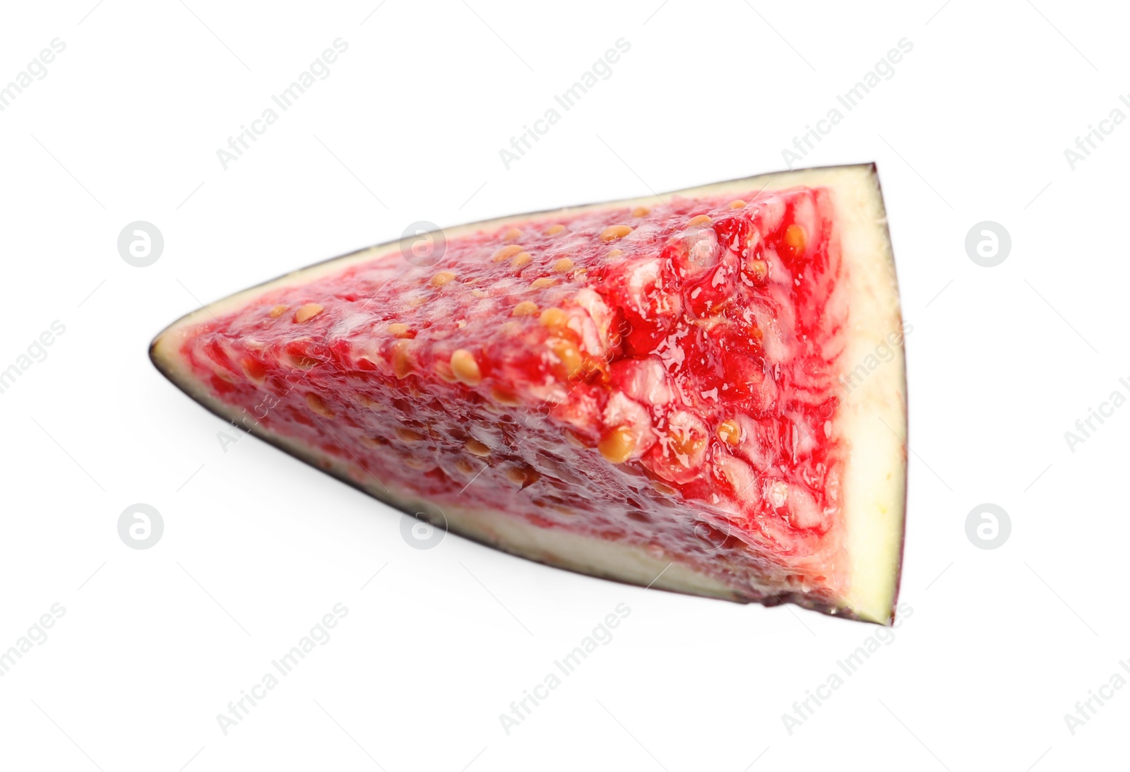 Photo of Piece of fresh fig isolated on white, top view