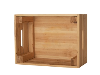 Photo of Wooden crate on white background. Shipping container