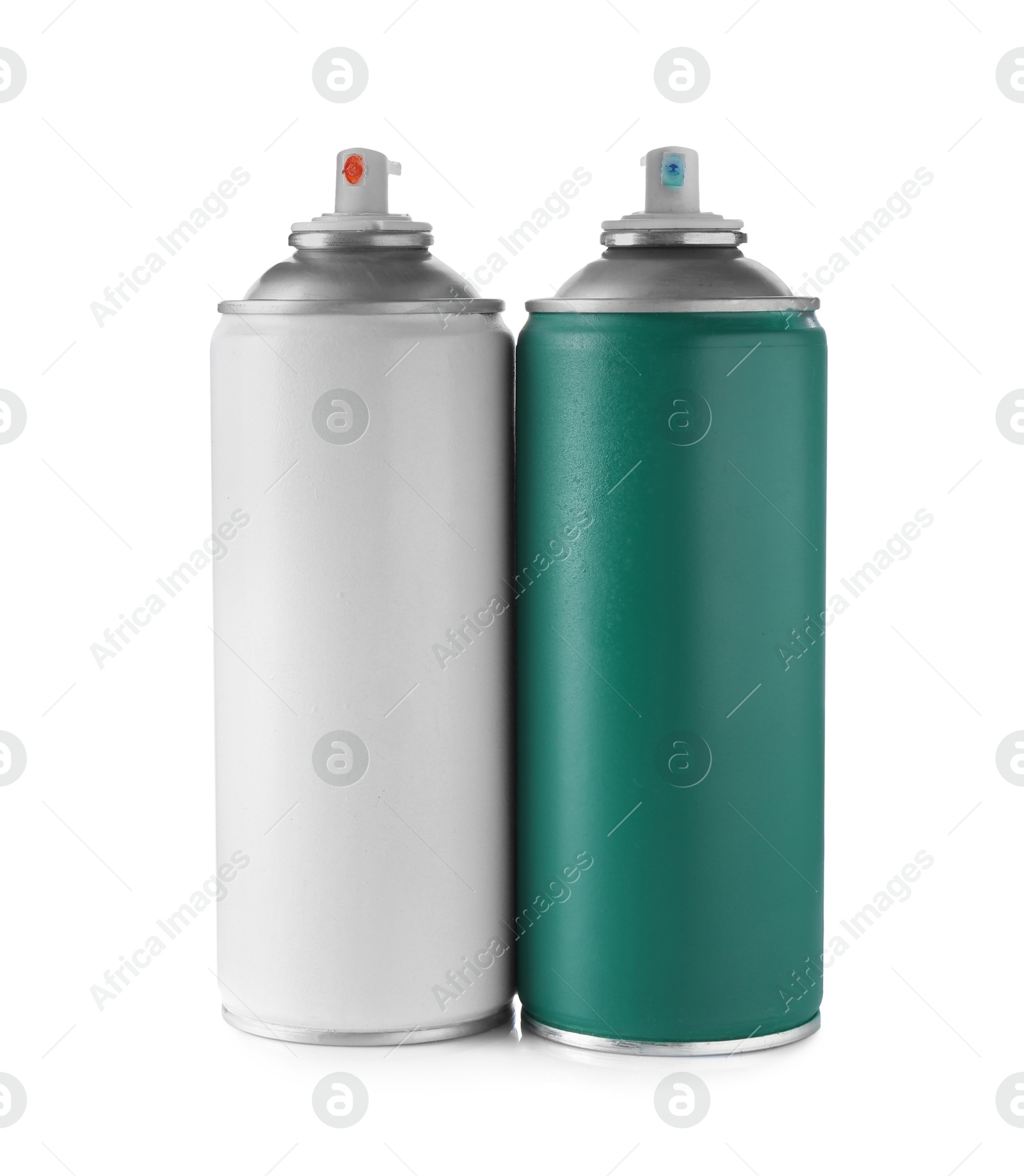 Photo of Two spray paint cans isolated on white