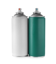 Photo of Two spray paint cans isolated on white