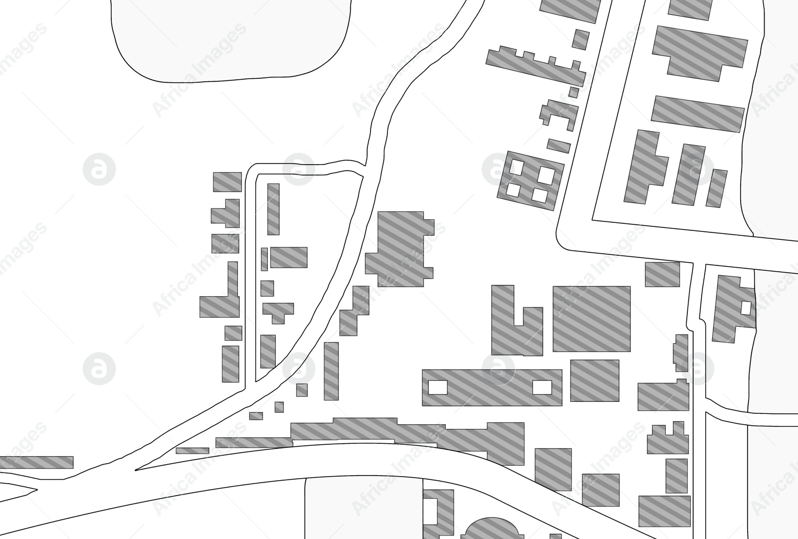 Image of Marked territory on cadastral map, top view. Illustration