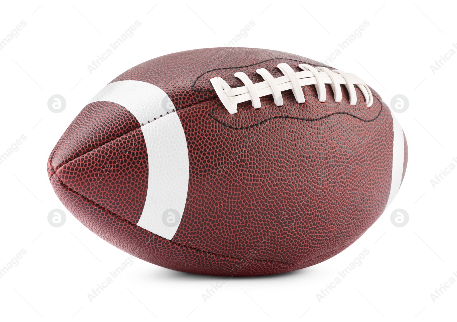 Photo of American football ball isolated on white. Sports equipment