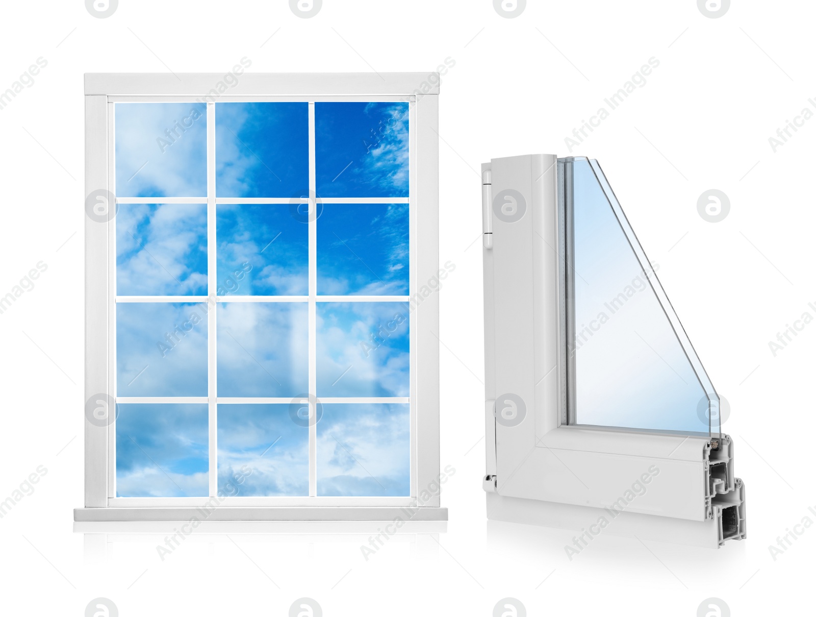 Image of Window and sample of profile on white background