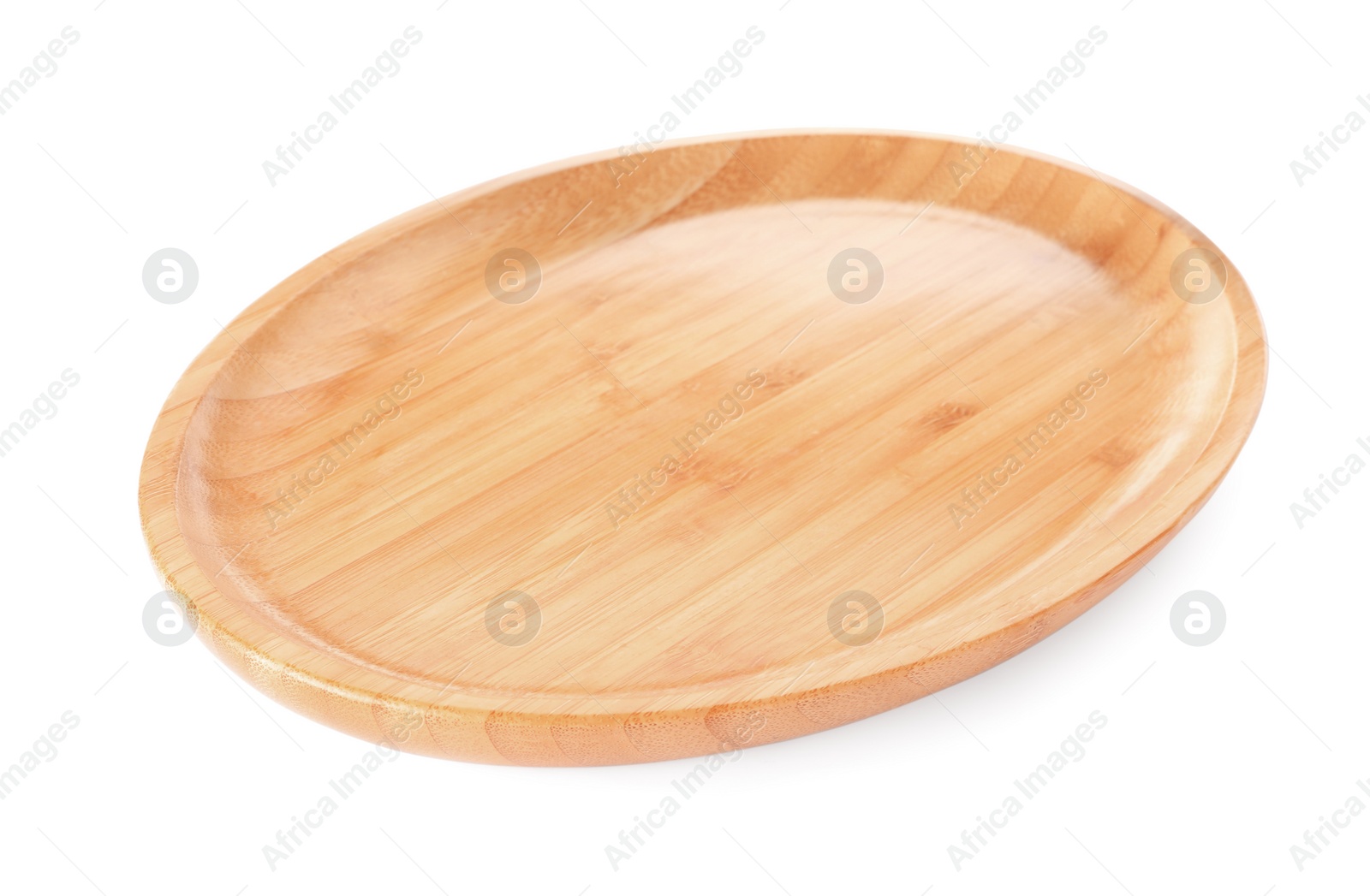 Photo of Empty clean wooden plate isolated on white